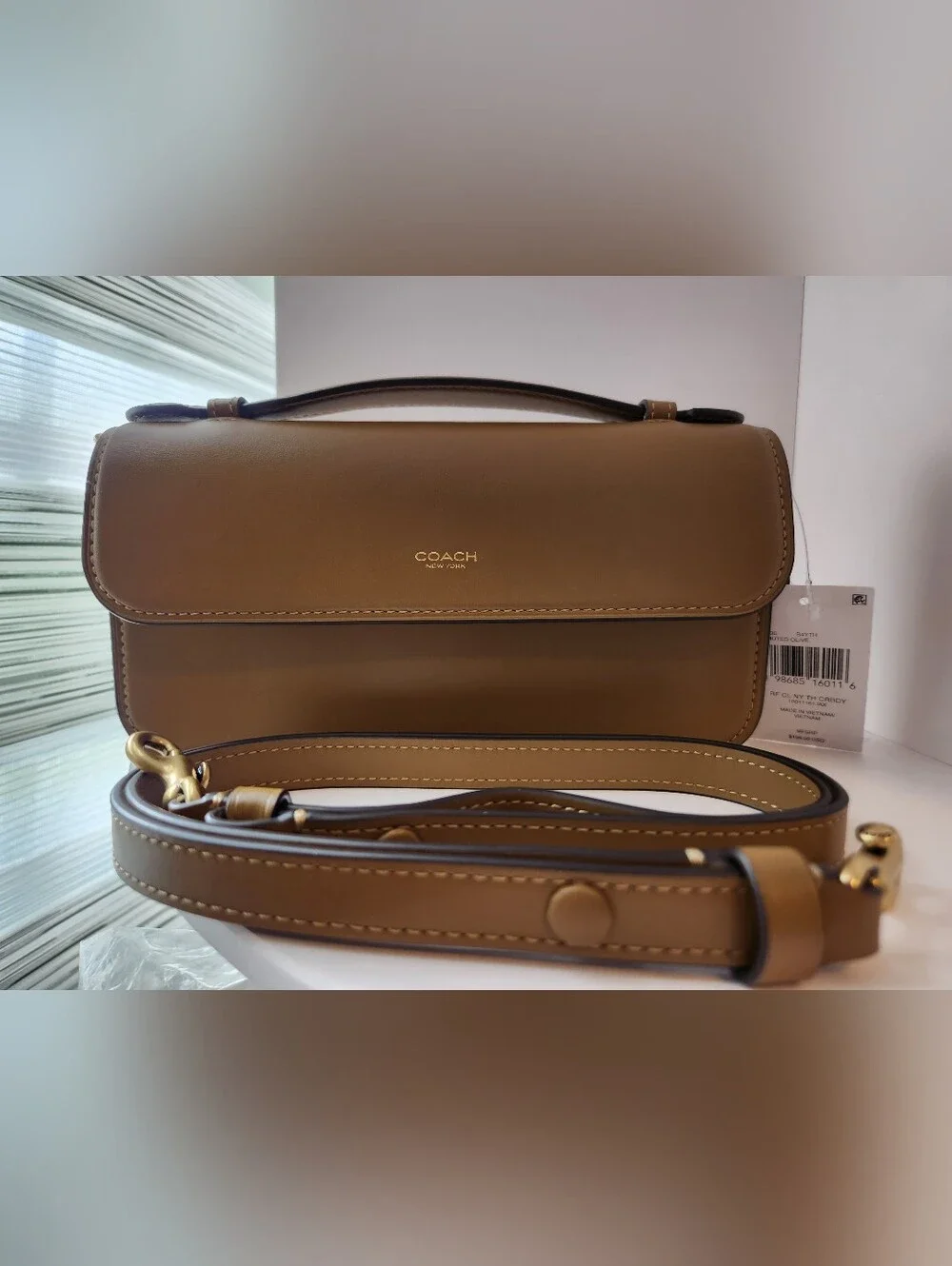 Elora Coach Muted Olive Leather Top-Handle Satchel